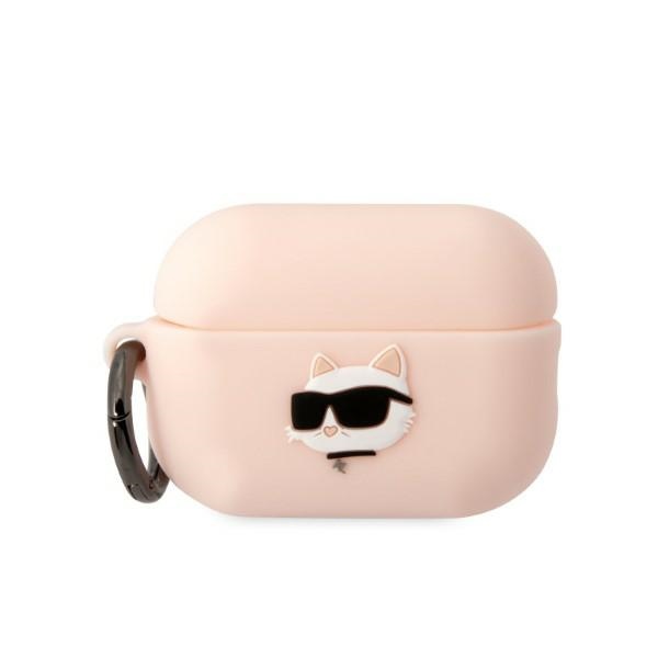 KLAP2RUNCHP AirPods Pro 2 dėklas rožinis silikoninis Choupette Head 3D