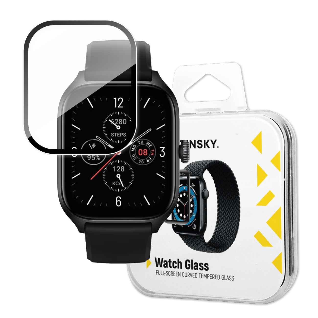 Wozinsky Full Glue Tempered Glass grūdintas stiklas Xiaomi Amazfit GTS 4 9H pilnas ekranas su juodu rėmeliu