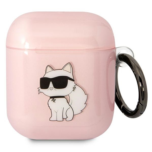 Karl Lagerfeld KLA2HNCHTCP Airpods 1/2 dėklas rožinis/rožinis Ikonik Choupette