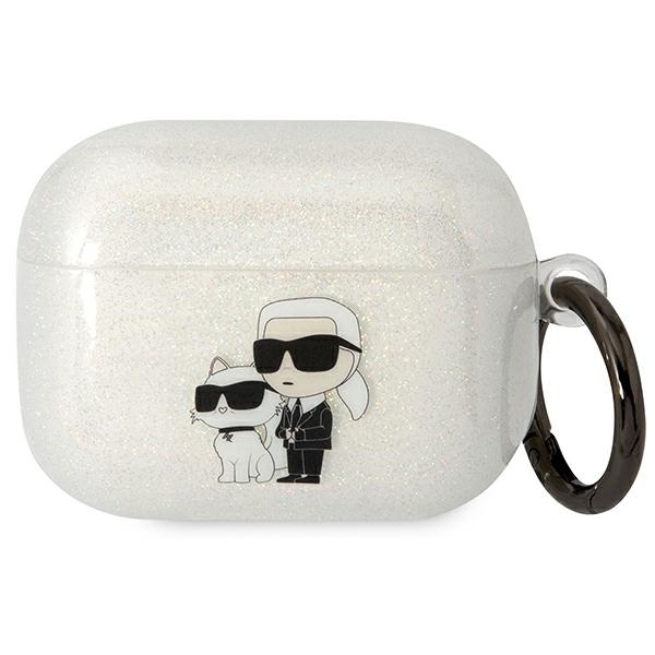 Karl Lagerfeld KLAPHNKCTGT Airpods Pro dėklas permatomas Blizgučiai Karl&Choupette