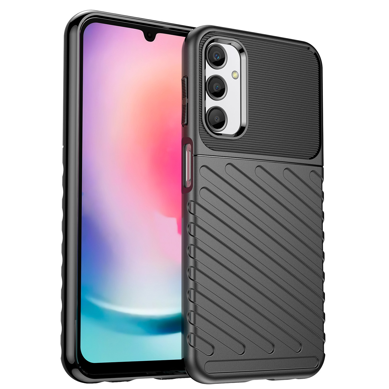 Thunder Case dėklas Samsung Galaxy A24 4G silikoninis šarvuotas dėklas juodas