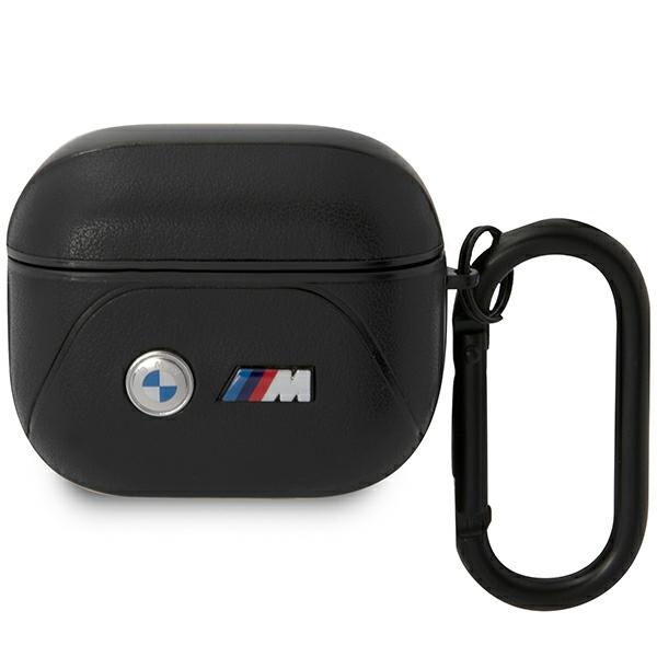 BMW BMA322PVTK AirPods 3 kartos dėklas juodas/juodas odinis su lenkta linija