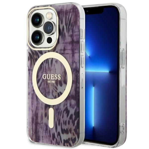 Guess GUHMP14LHLEOPWP iPhone 14 Pro 6.1" rožinis/rožinis kietas dėklas Leopardas MagSafe