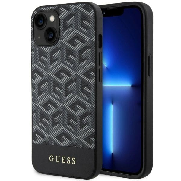 Guess GUHMP14SHGCFSEK iPhone 14 6.1" juodas/juodas kietas dėklas GCube Stripes Magnetinis