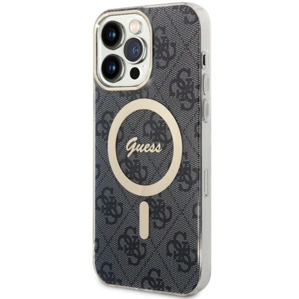 Guess 4G Magnetinis dėklas telefonui iPhone 14 Pro Max - juodas