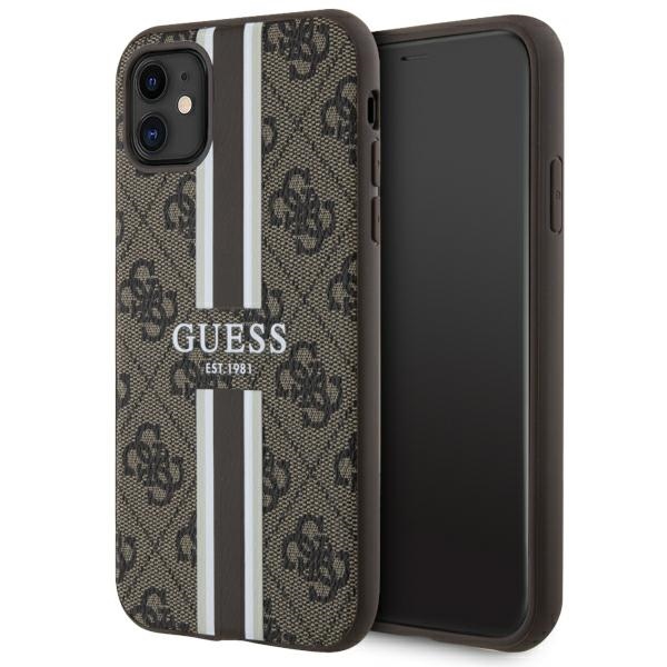 Guess GUHMN61P4RPSW iPhone 11 / Xr rudas/rudas kietas dėklas 4G Printed Stripes MagSafe