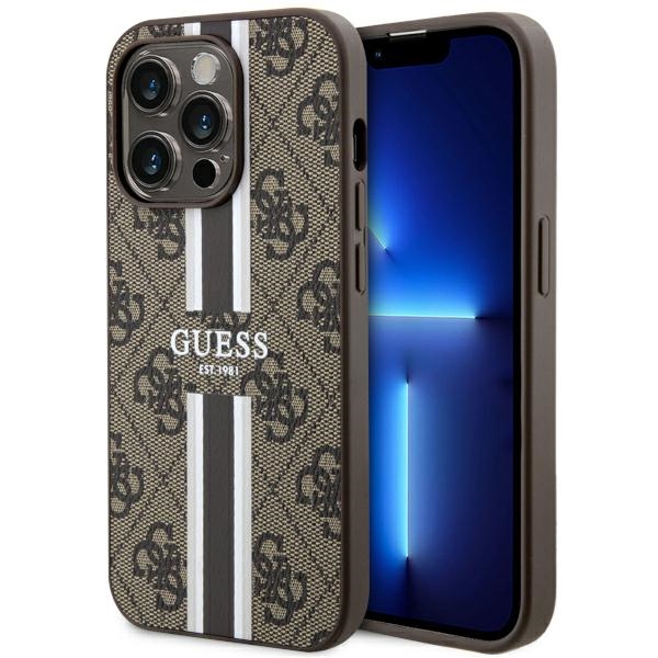 Guess GUHMP14LP4RPSW iPhone 14 Pro 6.1" rudas/rudas kietas dėklas 4G Printed Stripes MagSafe