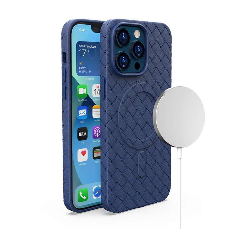 Magnetinis pintas dėklas iPhone 14 Pro - tamsiai mėlynas