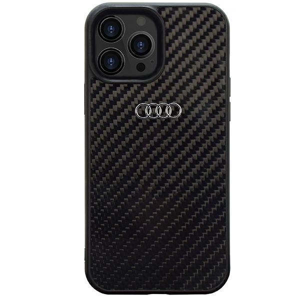 Audi Anglies pluošto iPhone 13 Pro Max 6.7" juodas/juodas kietas dėklas AU-TPUPCIP13PM-R8/D2-BK
