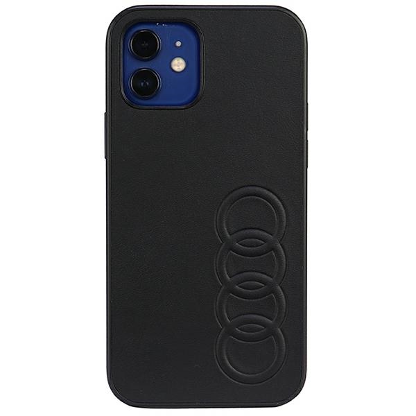 Audi sintetinės odos dėklas telefonui iPhone 12/12 Pro 6.1" juodas/juodas kietas dėklas AU-TPUPCIP12P-TT/D1-BK