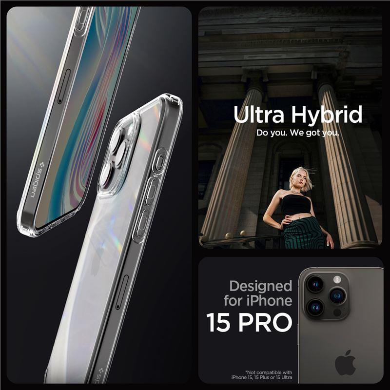 Spigen Crystal Hybrid dėklas telefonui iPhone 15 Pro - skaidrus