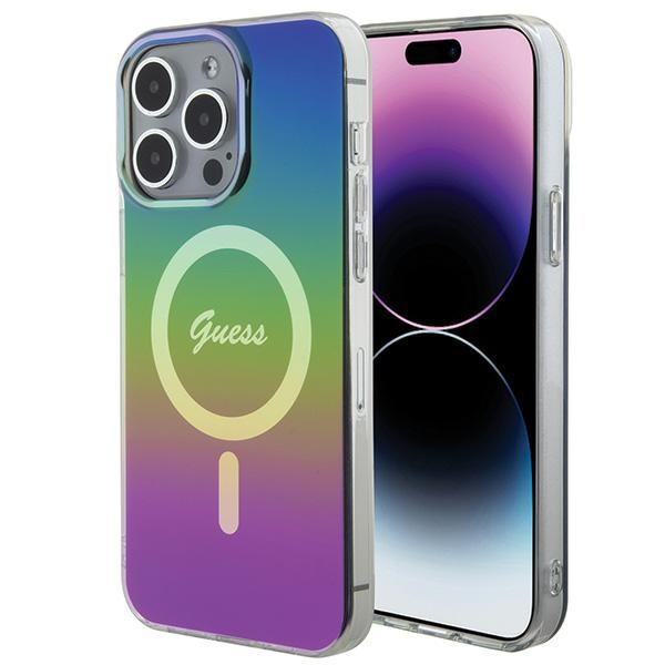 Guess IML Iridescent Magnetinis dėklas telefonui iPhone 15 Pro - juodas