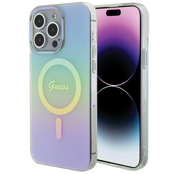 Guess IML Iridescent Magnetinis dėklas telefonui iPhone 15 Pro - turkio