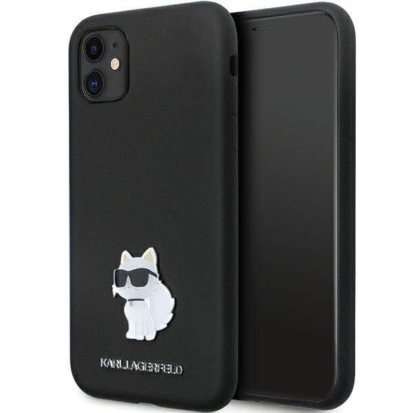 Karl Lagerfeld KLHCN61SMHCNPK dėklas telefonui iPhone 11 / Xr - juodas silikoninis C metalinis kaištis