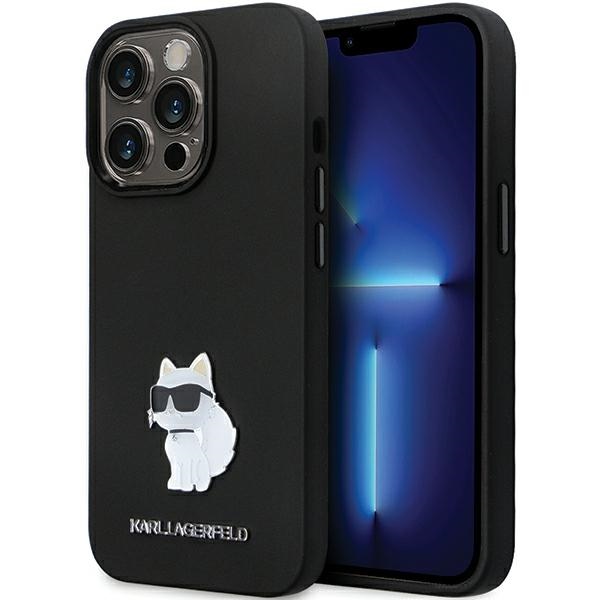 Karl Lagerfeld KLHCP14XSMHCNPK dėklas telefonui iPhone 14 Pro Max 6.7" - juodas silikoninis C metalinis ženkliukas