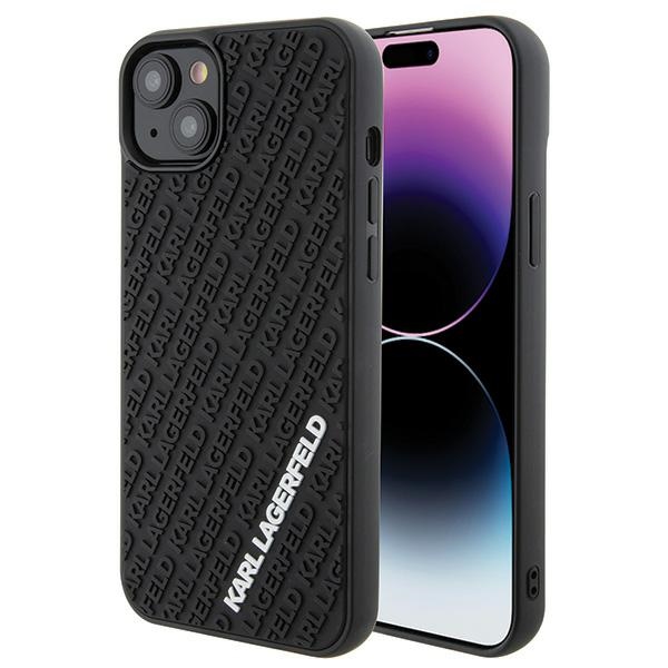 Karl Lagerfeld 3D guminis daugialypis logotipas dėklas telefonui iPhone 15 Plus - juodas