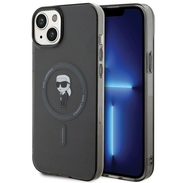 Dėklas telefonui Karl Lagerfeld IML Ikonik Magnetinis MagSafe iPhone 15 Plus - juodas (m)