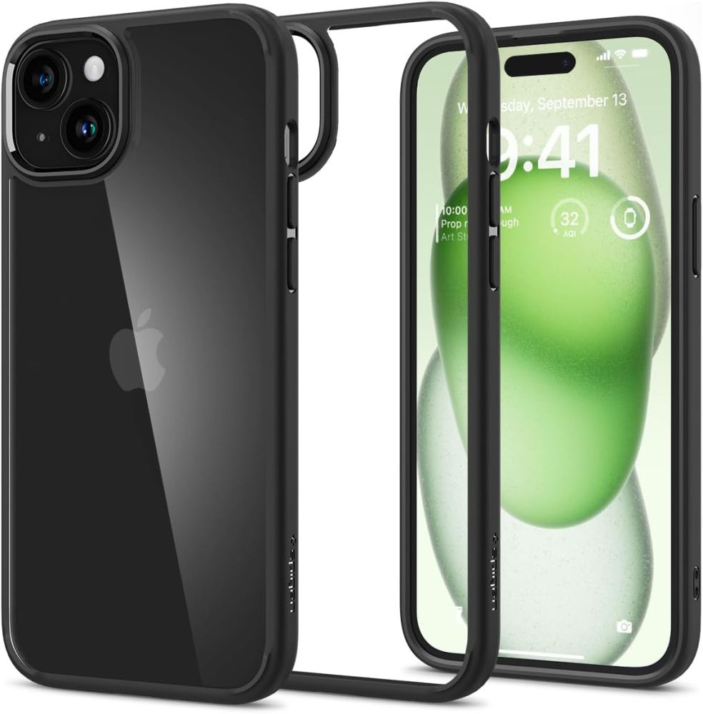 Spigen Ultra Hybrid iPhone 15 Plus dėklas - matinė juoda