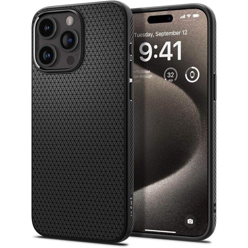 Dėklas telefonui Spigen Liquid Air iPhone 15 Pro Max - matinis juodas (m)