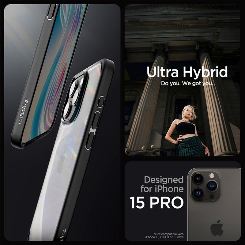 Spigen Crystal Hybrid iPhone 15 Pro dėklas - juodas