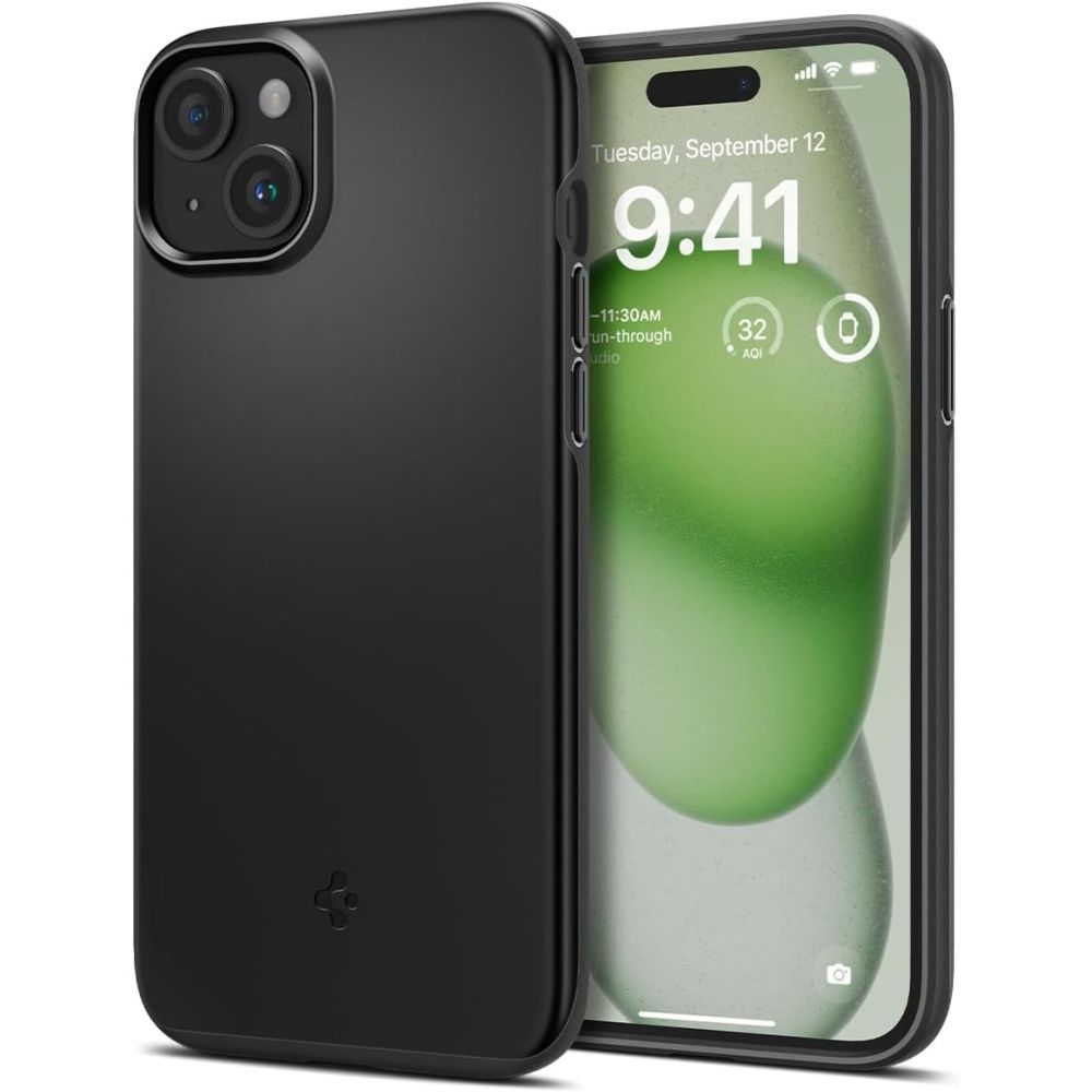 Spigen Thin Fit dėklas telefonui iPhone 15 Plus - juodas