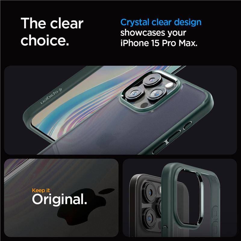 Spigen Ultra Hybrid dėklas telefonui iPhone 15 Pro Max - tamsiai žalias
