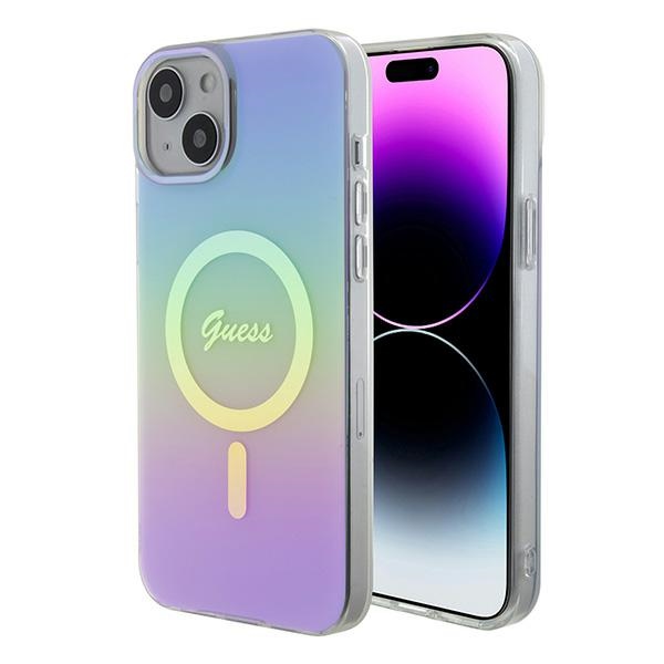 Guess GUHMP15SHITSU iPhone 15 6.1" violetinis/violetinis kietas dėklas IML Iridescent MagSafe