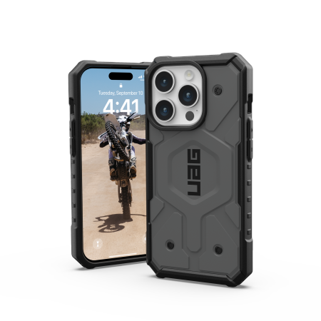 UAG Pathfinder MagSafe dėklas iPhone 15 Pro - sidabrinis