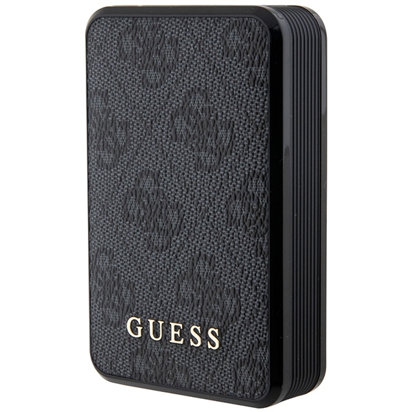 Guess Išorinė baterija 18W GUPB10DP4GEGK 10000mAh juoda/juoda 4G Odinis Metalinis Logotipas
