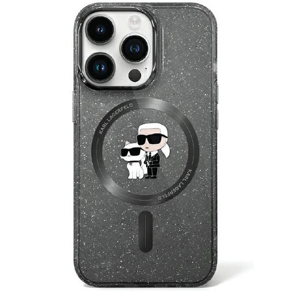 Karl Lagerfeld KLHMN61HGKCNOK iPhone 11 / Xr 6.1" juodas/juodas kietas dėklas Karl&Choupette Blizgučiai Magnetinis