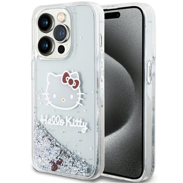Hello Kitty Liquid Glitter Charms Kitty Head dėklas telefonui iPhone 13 Pro Max - sidabrinis