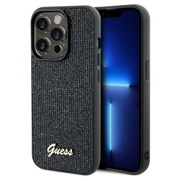 Guess Disco Metal Script dėklas telefonui iPhone 14 Pro Max – juodas