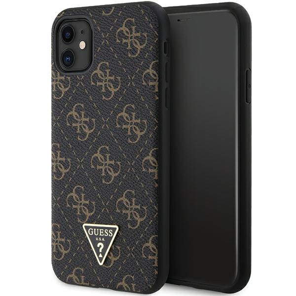 Guess 4G Triangle Metal Logo dėklas iPhone 11 / XR - juodas