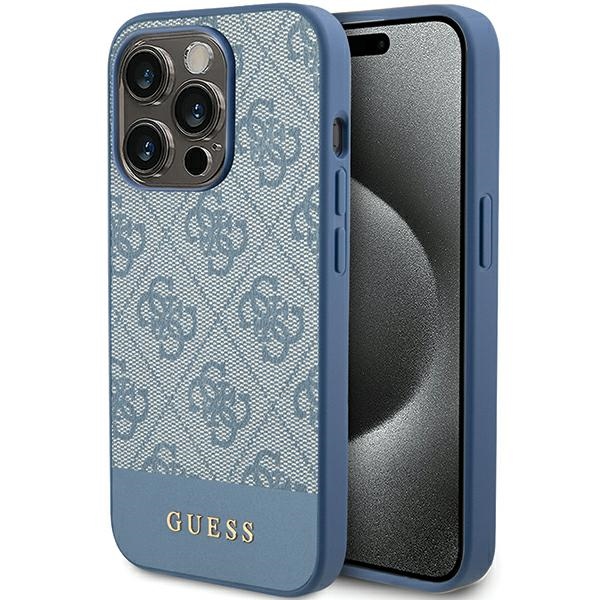Guess 4G Stripe Collection dėklas telefonui iPhone 15 Pro - mėlynas