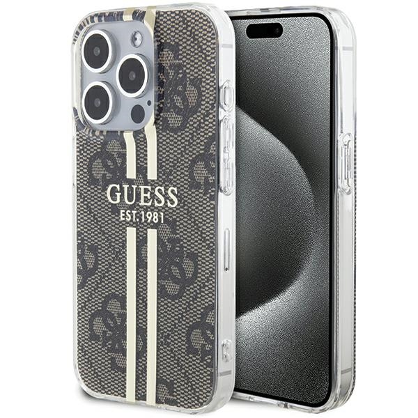 Guess IML 4G Gold Stripe dėklas iPhone 15 Pro Max - rudas
