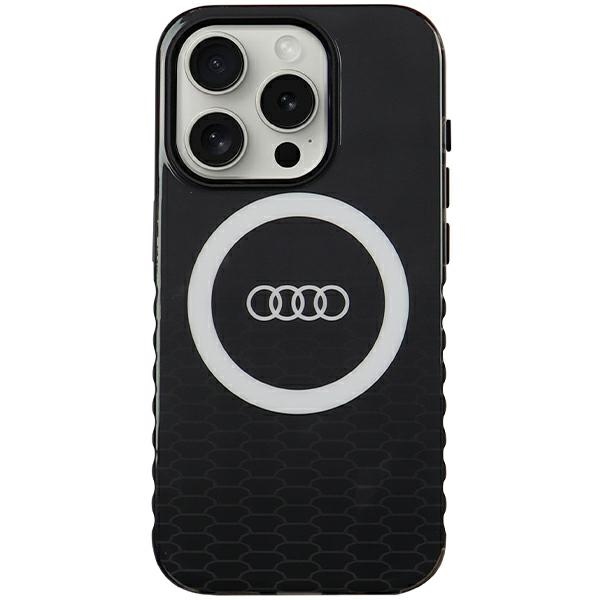 Audi IML Magnetinis dėklas su dideliu logotipu telefonui iPhone 15 Pro - juodas