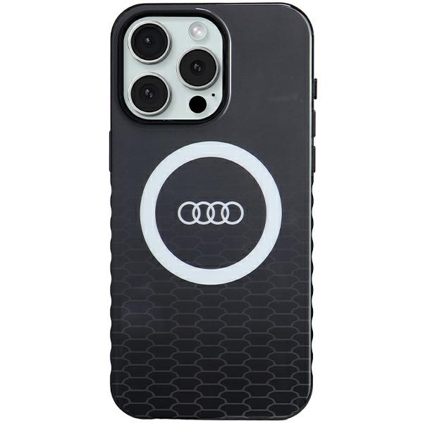 Audi IML Magnetinis dėklas su dideliu logotipu telefonui iPhone 15 Pro Max - juodas