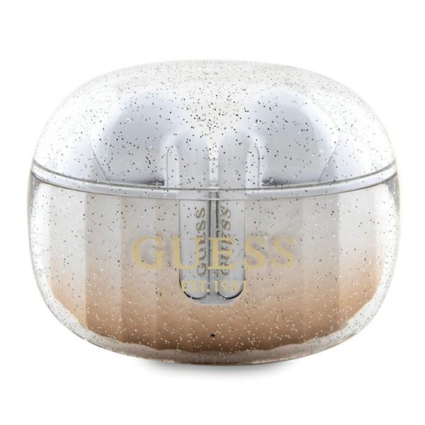 Guess Glitter Gradient TWS Bluetooth ausinės su ENC įkrovimo stotimi - auksinės