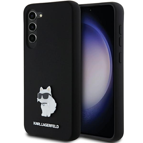 Karl Lagerfeld silikoninis Choupette metalinis smeigtukas dėklas telefonui Samsung Galaxy S23+ - juodas