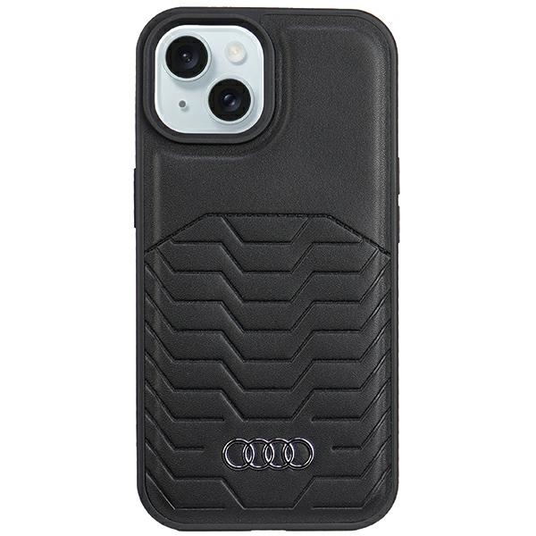 Audi Sintetinės odos dėklas telefonui su Magnetine iPhone 15/14/13 - juodas