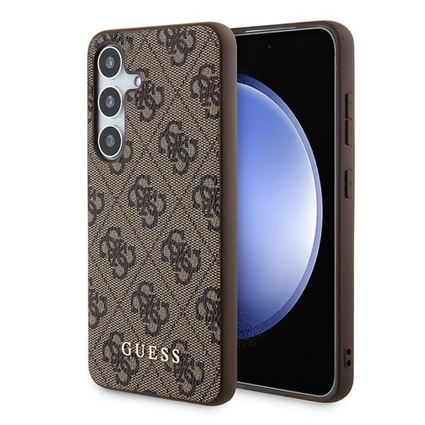 Guess 4G Metal Gold Logo dėklas telefonui Samsung Galaxy S24 - rudas