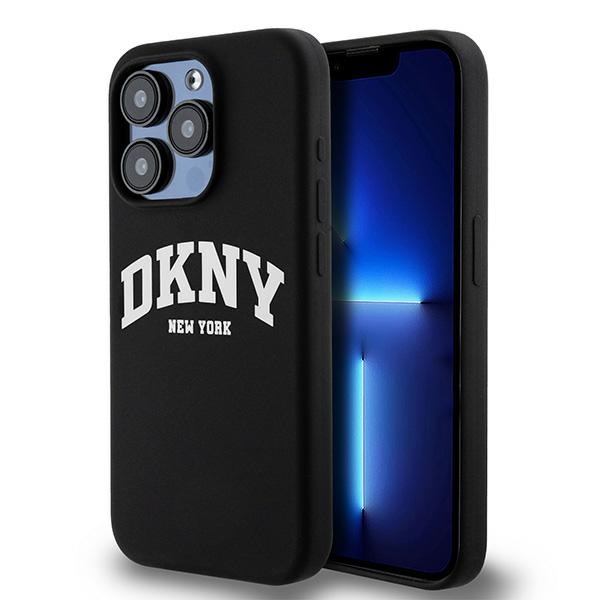 DKNY Skystas silikoninis baltas spausdintas logotipas magnetinis dėklas telefonui iPhone 14 Pro - juodas