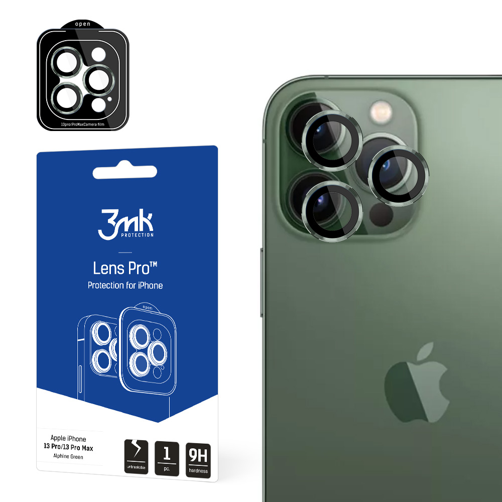 3mk Kameros objektyvo apsaugos dangtelis Pro – iPhone 13 Pro / iPhone 13 Pro Max – žalias