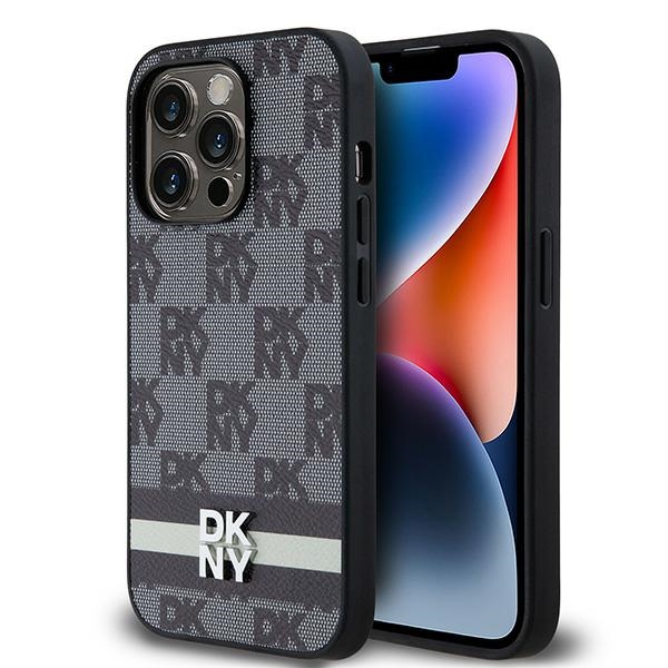 DKNY odinis languotas mono raštas ir spausdintos juostelės dėklas iPhone 14 Pro - juodas