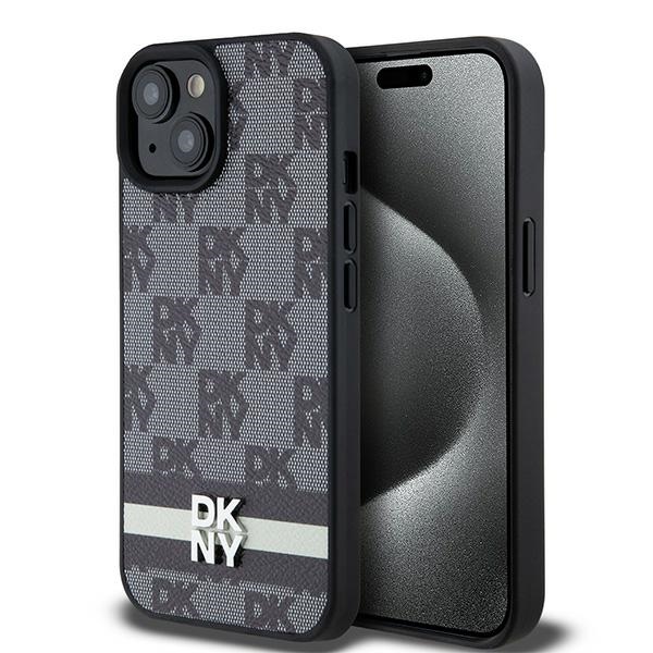 DKNY Odinis languotas mono raštas ir spausdintos juostos dėklas telefonui iPhone 15/14/13 - juodas