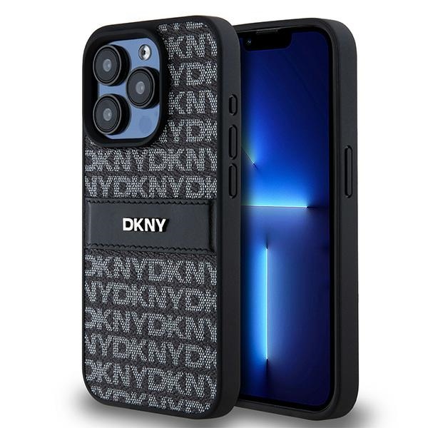 DKNY Odinis mono juostos ir metalinio logotipo dėklas iPhone 15 Pro Max - juodas (m)