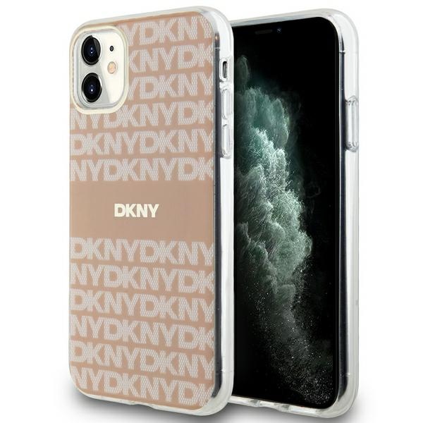 DKNY IML mono ir juostos magnetinis dėklas iPhone 11 / Xr - rožinis