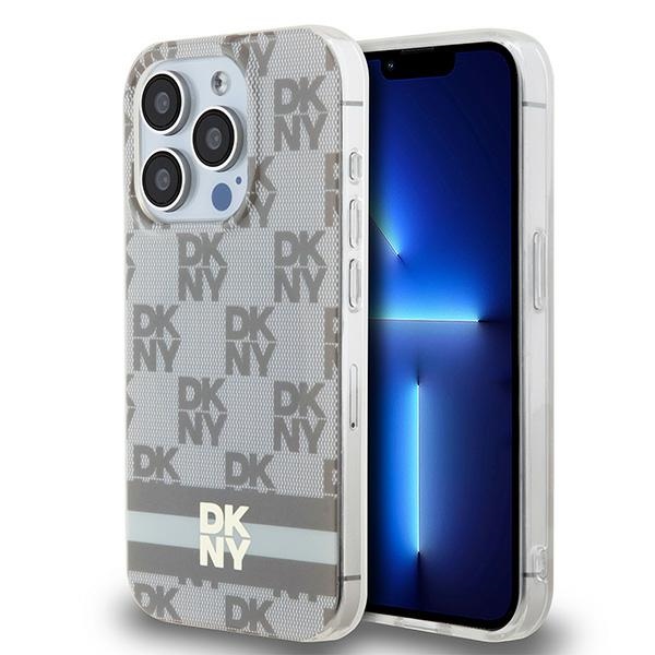 DKNY IML languoto Mono rašto ir spausdintų juostų magnetinis dėklas telefonui iPhone 13 Pro Max - smėlinis