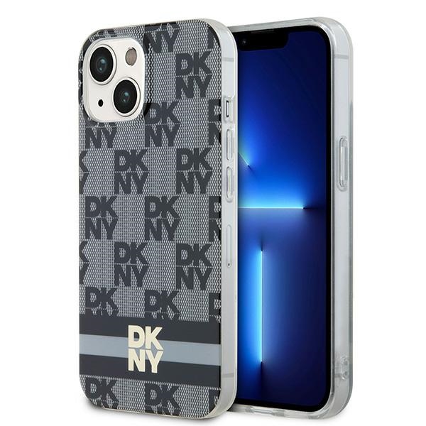 DKNY IML languotas mono raštas ir spausdintos juostelės Magnetinis dėklas iPhone 15 / 14 / 13 - juoda