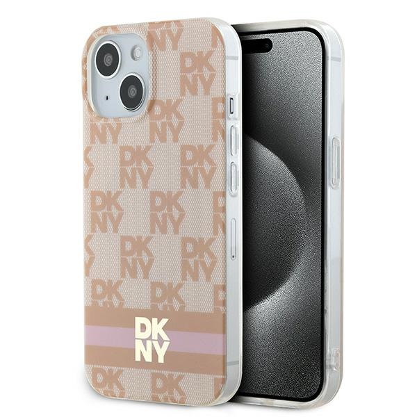 DKNY IML languotas mono raštas ir spausdintos juostelės Magnetinis dėklas iPhone 15 / 14 / 13 - rožinė